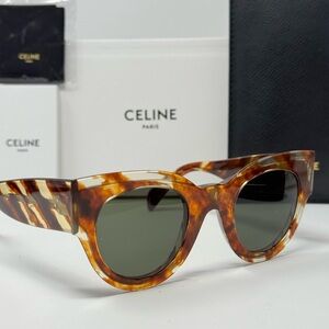 NEW CELINE Petra Cat Eye Acetate Sunglasses Cognac Havana CL40008I  AUTHENTIC